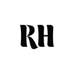 RH monogram logo design letter text name symbol monochrome logotype alphabet character simple logo