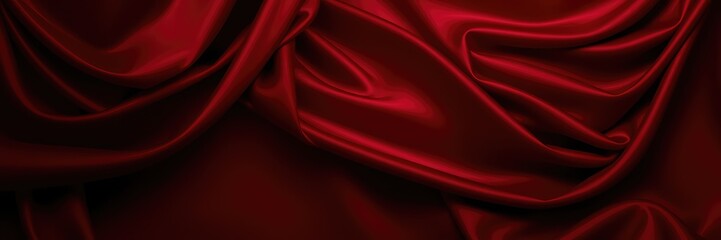 Fototapeta premium Red curtain background, Luxurious Red Silk Fabric with Elegant Folds