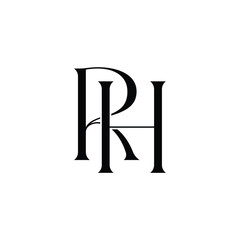 RH monogram logo design letter text name symbol monochrome logotype alphabet character simple logo