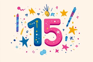Fototapeta premium Number 15 Celebration Illustration
