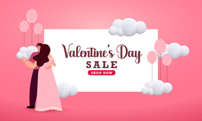 Happy Valentine's day Festival of Love sale banner, poster and header design vector illustration.