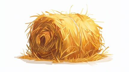 Golden Straw Bale Hay Roll Cartoon Icon Vector Illustration