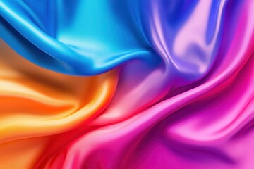 Obraz premium Vibrant satin fabric swirls, colorful textile texture, backdrop, design