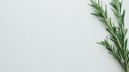 Fresh Rosemary Herb Sprig on Light Background for Culinary Use