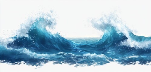 Two large ocean waves crashing.