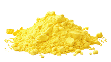 Pile of sulfur powder on transparent background