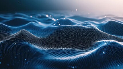 Abstract blue digital wave background; data visualization