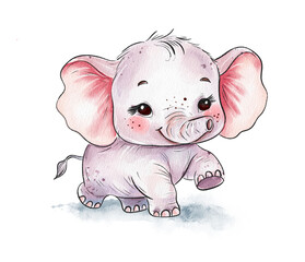 Adorable Watercolor Baby Elephant Illustration