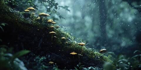 Obraz premium Mushrooms growing on tree