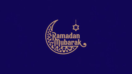Obraz premium Decorative design celebrating Ramadan with crescent moon and star against a deep blue background