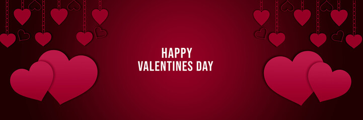 background with heart, happy valentine day with hearts on dark red background. vector illustration.