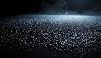 closeup view capturing the intricate condensation of fog on a window glass surface, showcasing the delicate patterns and textures formed as moisture interacts with the cold glass, creating a misty eff