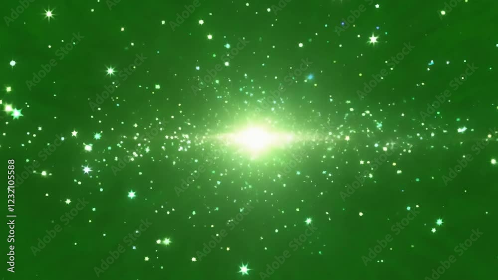 Sticker emerald galaxy: a captivating abstract image featuring a bright white light emanating from a central