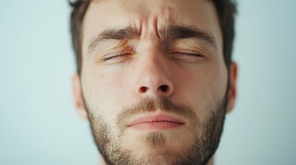 Obraz premium Introspective Man with Closed Eyes and Relaxed Expression