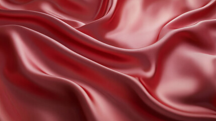 Obraz premium Realistic red silk top view vector background. Luxury satin cloth with drape texture pattern. Textile smooth drapery material wallpaper. Elegant and soft royal backdrop of shine flowing surface.