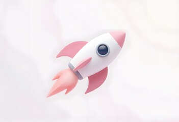 Fototapeta premium Pink Rocket Ship: A Whimsical 3D Illustration