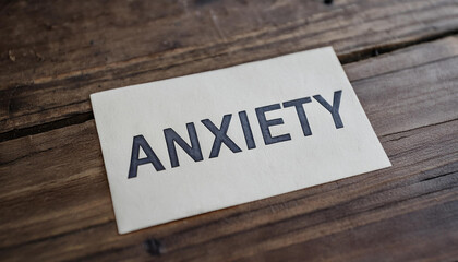 Obraz premium Small piece of paper with text ANXIETY. Mental health condition.