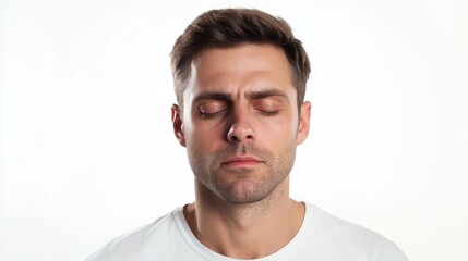Obraz premium Calm Portrait of a Man with Closed Eyes