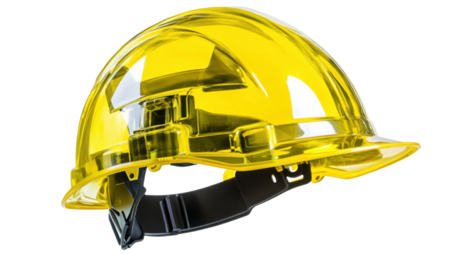 Yellow transparent safety helmet isolated on transparent background