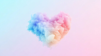Obraz premium Heart of Dreams: A vibrant, ethereal heart-shaped cloud composed of pastel blue and pink hues evokes a sense of whimsical love and dreamlike beauty. 