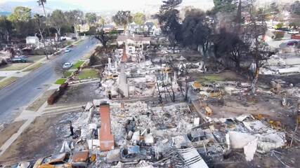 Eaton Fire in Altadena aftermath, drone shot