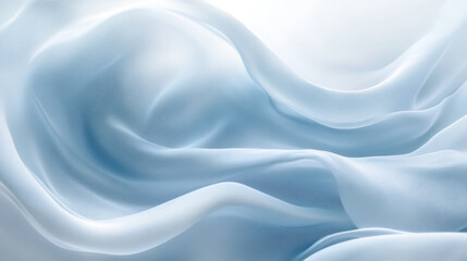 Fototapeta premium Blue silk fabric texture. Abstract background with smooth satin cloth with waves and drapery. Surface of luxury flowing textile, vector realistic illustration