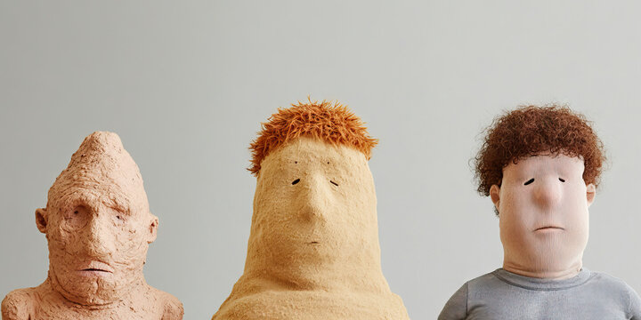 Three Textured Humanoid Sculptures - Powered by Adobe
