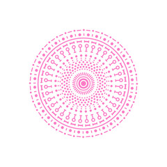 Mandala circle and pink line hand draw line illustration for elegant or cute decoration pattern or creative idea