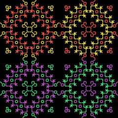 India stitch Kasuti embroidery abstract artwork seamless geometric pattern printed background fabric wallpaper hand drawn line colorful black ethnic

