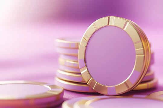 Stack of Playful, Pink & Gold Casino Chips