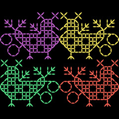 india stitch Kasuti embroidery ethnic abstract artwork seamless geometric pattern printed background fabric wallpaper hand drawn line
