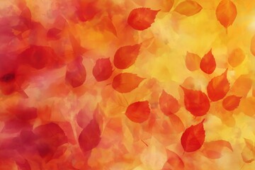 Warm autumn abstract background with leaves in shades of orange, red and yellow.