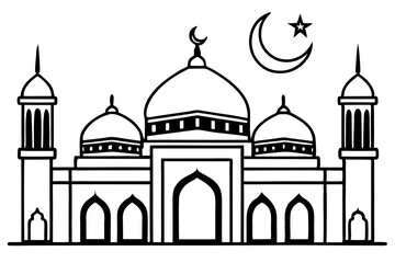 Islamic Mosque Line Art Illustration
