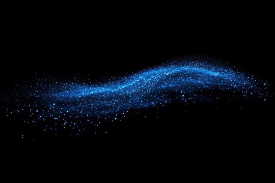 Abstract Blue Sparkling Wave Against Black Background