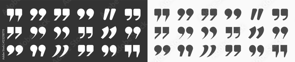 Fototapete a set of quotation marks stand out in black on a light and dark background. quoting signs in the tit