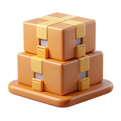 Obraz premium 3D Illustration of Stacked Cardboard Boxes for Logistics and Delivery