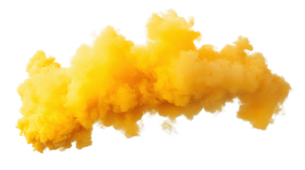 Yellow smoke cloud forming on transparent background