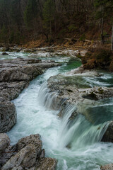A cascade waterfall in the forrest river
