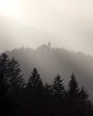 Church through the mist
