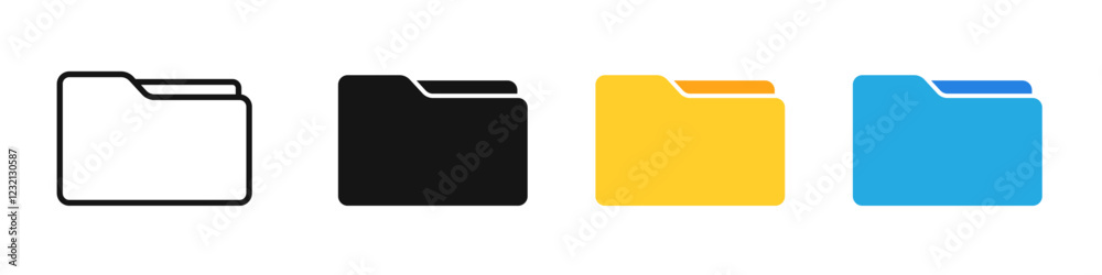 Wall mural file folder icon set. file folder flat illustration. file folders set.