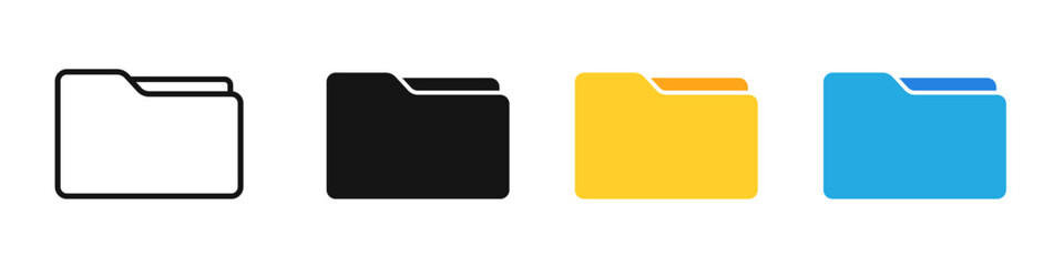 File folder icon set. File folder flat illustration. File folders set.