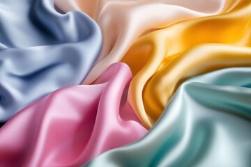 Pastel silk fabric swirls, close-up studio shot, texture background, design