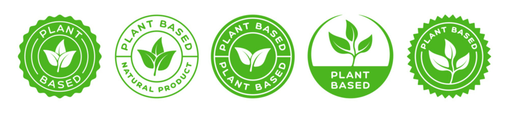 Plant Based Icon Vector Label Badge. Vegan Product Emblem.