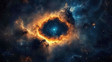 Obraz premium A large orange and blue star in the sky