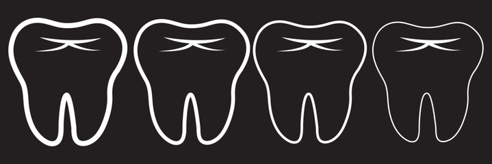 Tooth Icon with Stars. Tooth Vector Outline Icon Isolated On Transparent Background Eps 10.