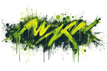 Vivid green graffiti with dynamic flowing style. Neural network AI generated