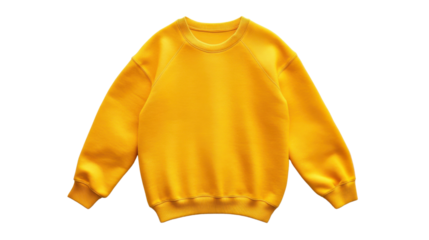 Blank yellow sweatshirt isolated on transparent background, perfect for mockups