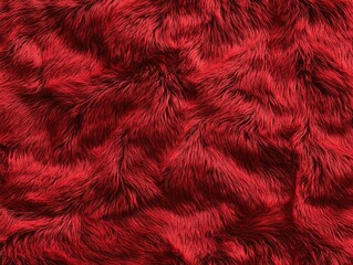 Naklejka premium Crimson Plush Texture: Luxurious deep red faux fur, plush and soft, showing a rich texture and deep color. Perfect for design projects needing a touch of opulence. 