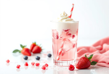 Soda water with with a whipped milk cream on the top