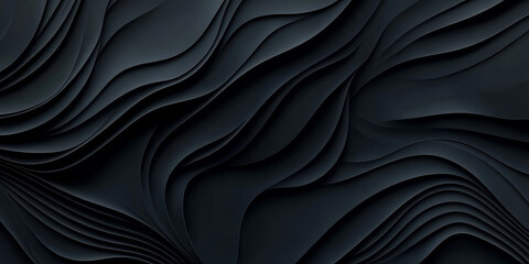 Fototapeta premium Black textures wallpaper with abstract silk smooth waves pattern. Modern clean minimal design in high definition, creating an elegant and luxurious background. Perfect for contemporary designs and